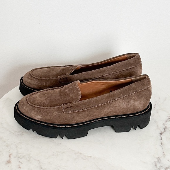 NEW AQUATALIA Hayley Water Resistant Platform Loafers Suede Taupe Size 10.5 - Picture 4 of 7